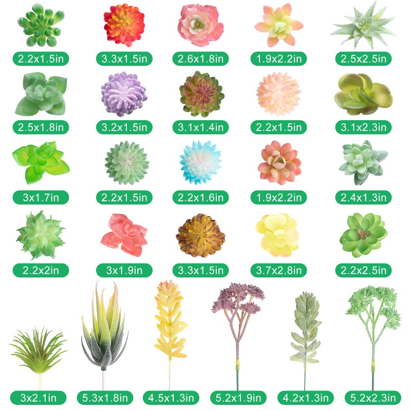 Jutom 32 Pieces Mini Artificial Succulents Unpotted Realistic Artificial Fake Plants Colorful Faux Succulents Small Cactus Plants for Garden Flower Kitchen Home Decor - Image 2