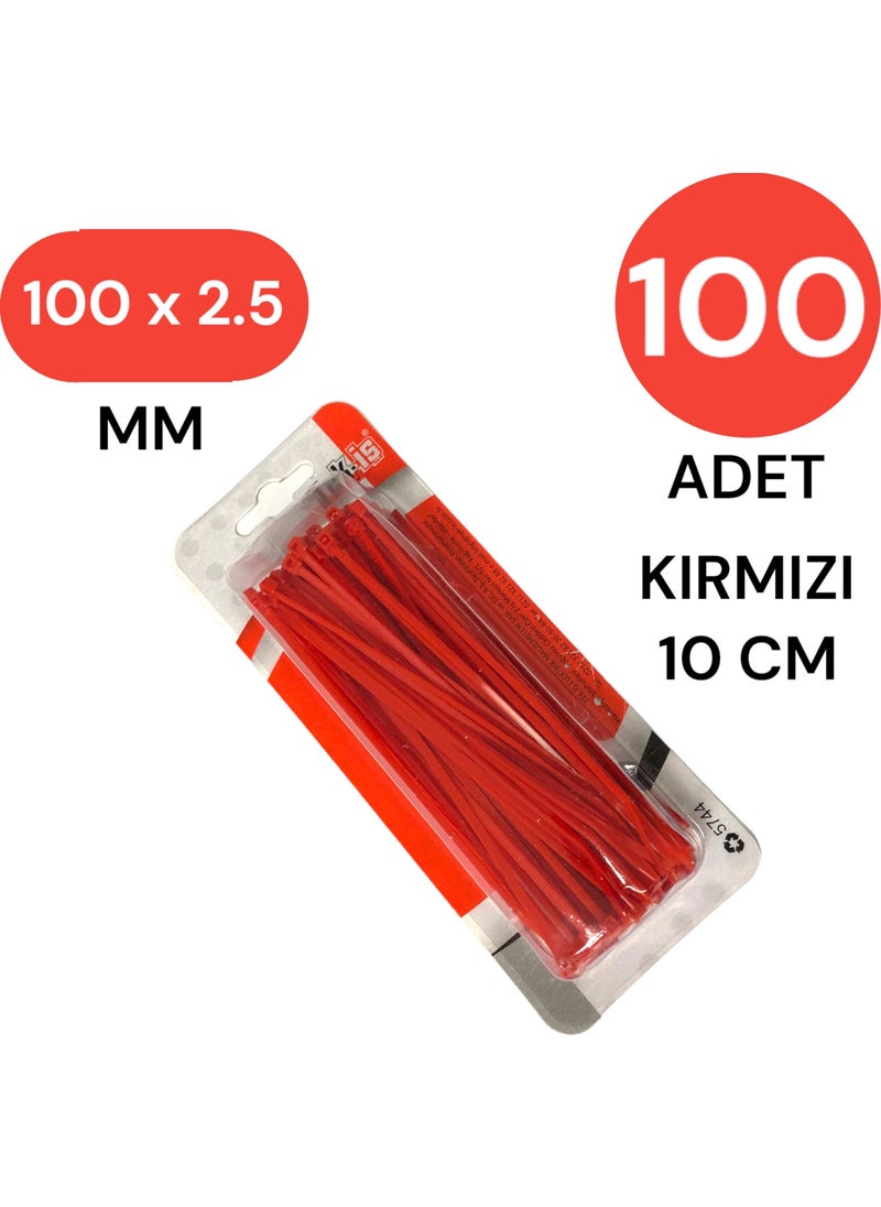 Tek-İş Plastic Cable Tie Clip Velcro Clamp 100 mm x 2.5 mm Red 100 Pcs  - Image 2
