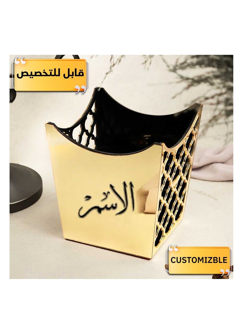 Story Of Candle Incense burner made of premium acrylic, a customizable name burner "with your name or the name of your loved one" with a distinctive design and  Golden color - Image 2