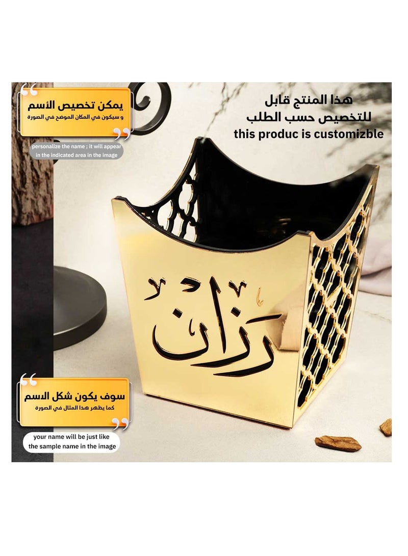 Story Of Candle Incense burner made of premium acrylic, a customizable name burner "with your name or the name of your loved one" with a distinctive design and  Golden color - Image 3