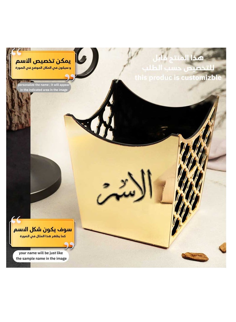 Story Of Candle Incense burner made of premium acrylic, a customizable name burner "with your name or the name of your loved one" with a distinctive design and  Golden color - Image 4