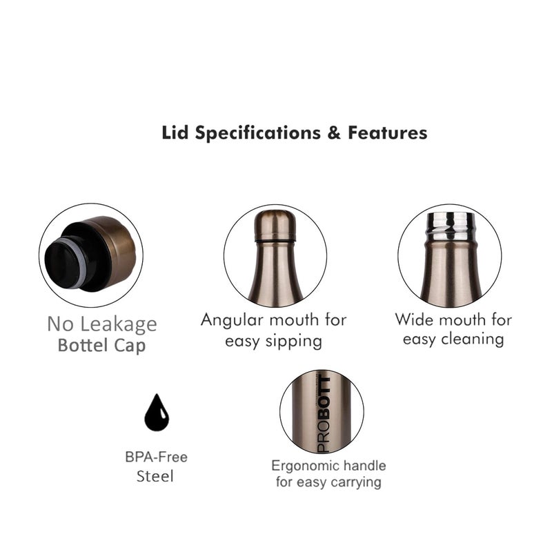 PROBOTT PROBOTT Thermosteel Vintage Vacuum Flask Each 750ml -Gold (Pack of 2)  - Image 5