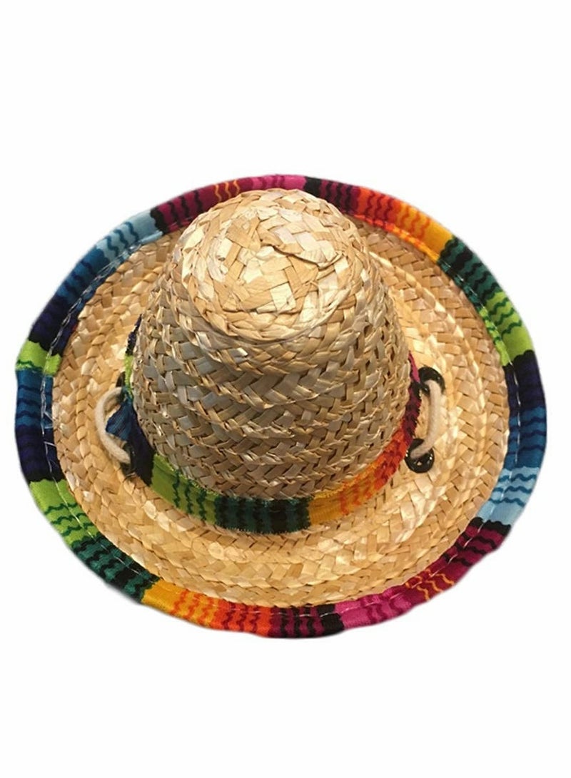 KASTWAVE Dog Sombrero Hat, Cat Mexican Hats Mini Straw with Multicolor TrimSombrero Party Hats for Small Pets/Puppy/Cat - Image 5