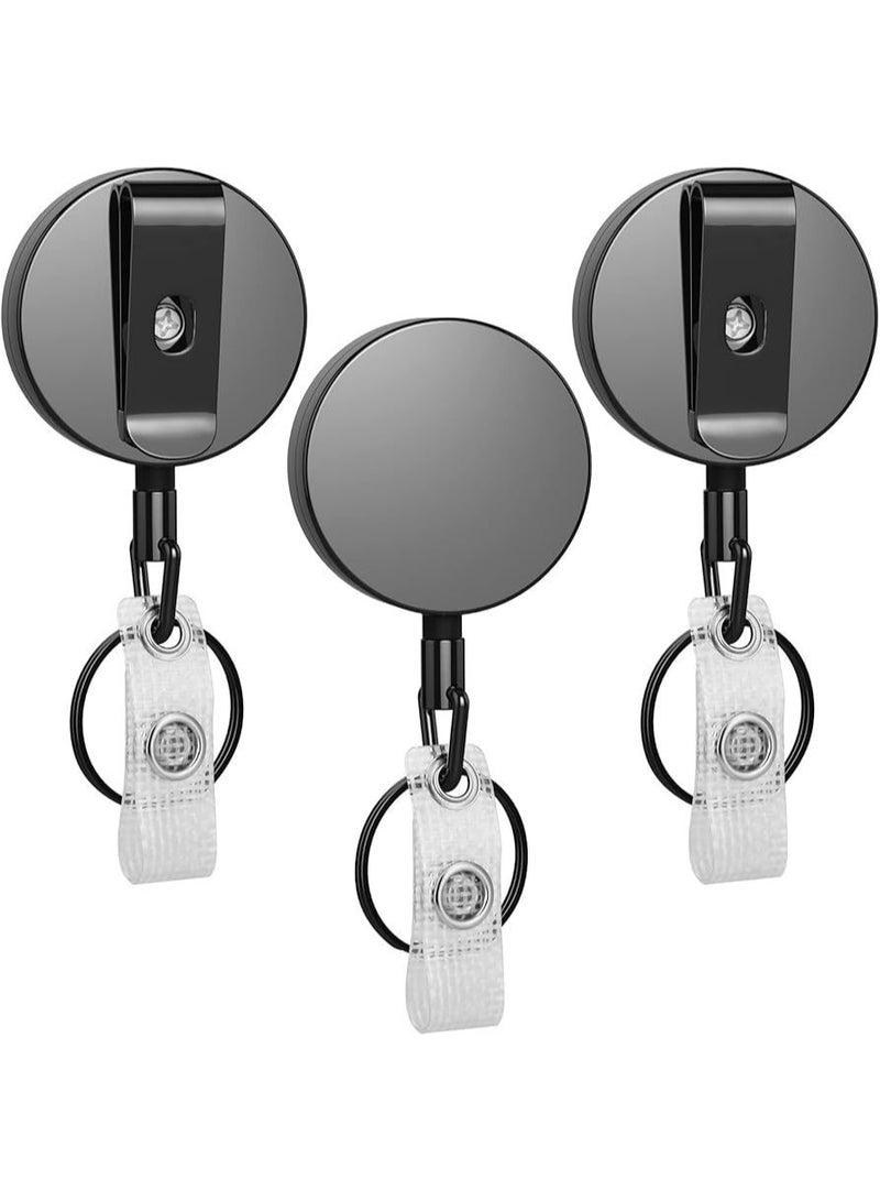 Generic 2 Pack Heavy Duty Retractable Badge Holder Reel, Metal ID Badge Holder with Belt Clip Key Ring for Name Card Keychain [All Metal Casing, 27.5" Fiber Cord, Reinforced Id Strap]  - Image 4