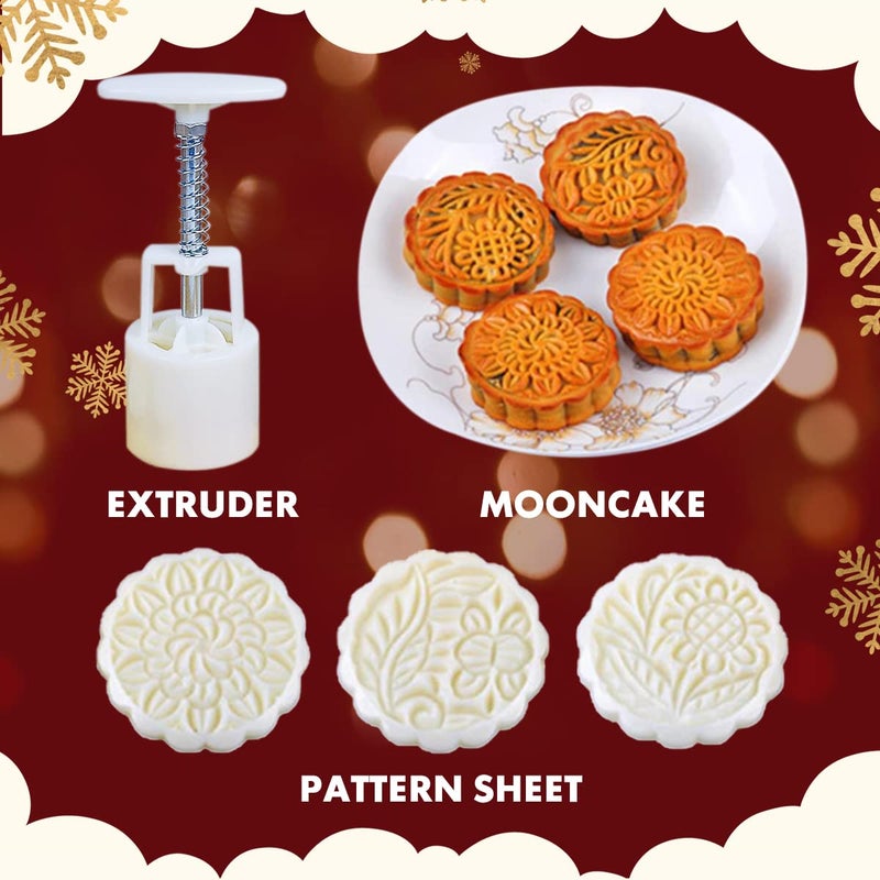 PowerKing PowerKing Cookie Stamps, Cookie Presses, Moon Cake Mold, DIY Decoration Hand Press Cutter for Party Home Hotel (4 Sets, Each 3 Pattern Stamps)  - Image 3