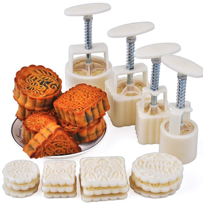 PowerKing PowerKing Cookie Stamps, Cookie Presses, Moon Cake Mold, DIY Decoration Hand Press Cutter for Party Home Hotel (4 Sets, Each 3 Pattern Stamps)  - Image 1
