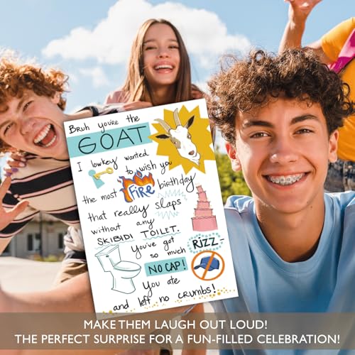 Gooji 5x7 Skibidi Toilet Funny Birthday Card for All Ages - Fire & GOAT Theme for Daughter, Youth, Teenager, Best Friend - Perfect Gen Z Humor for Men and Women - Image 4