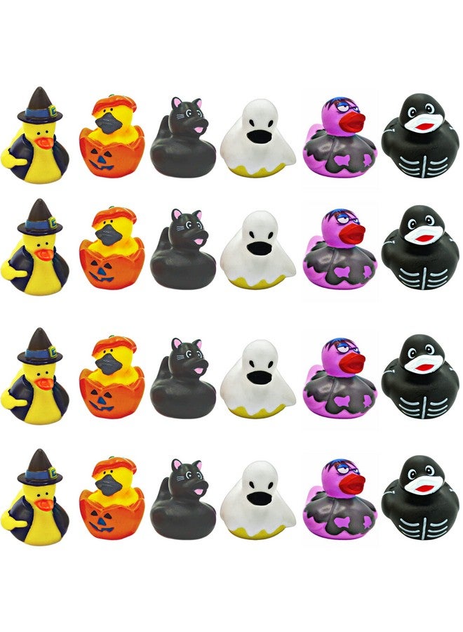 4E's Novelty Halloween Rubber Ducks Bulk - 24 Pack, 6 Variety Themes, 2.5" for Halloween Party Favors for Kids, Goodie Bag Fillers, Jeep Ducking, Trick or Treat Toys for Toddlers - Image 1