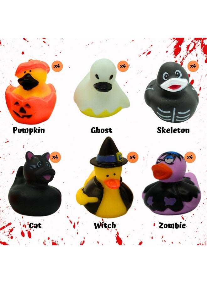 4E's Novelty Halloween Rubber Ducks Bulk - 24 Pack, 6 Variety Themes, 2.5" for Halloween Party Favors for Kids, Goodie Bag Fillers, Jeep Ducking, Trick or Treat Toys for Toddlers - Image 2