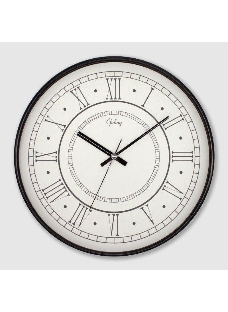 Galaxy 221-K Series Metal Appearance Roman Numeral Silent Flowing Modern Wall Clock 30 cm 