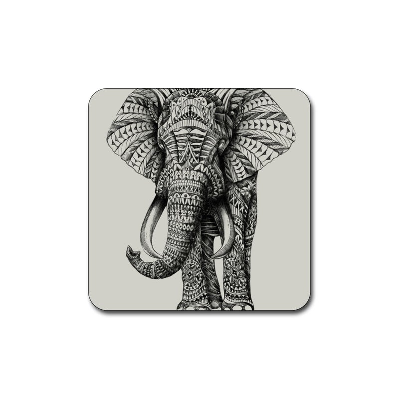 QJ CMJ Elephant Pattern Square Coaster Set - Made of Recycled Rubber - Set of 4 - Image 4