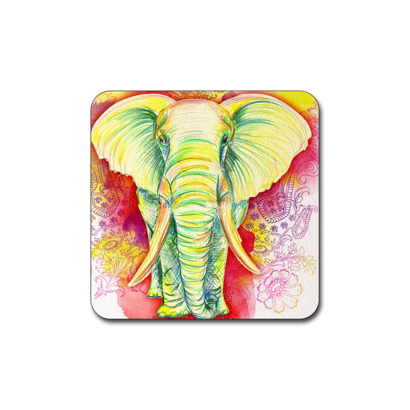 QJ CMJ Elephant Pattern Square Coaster Set - Made of Recycled Rubber - Set of 4 - Image 3
