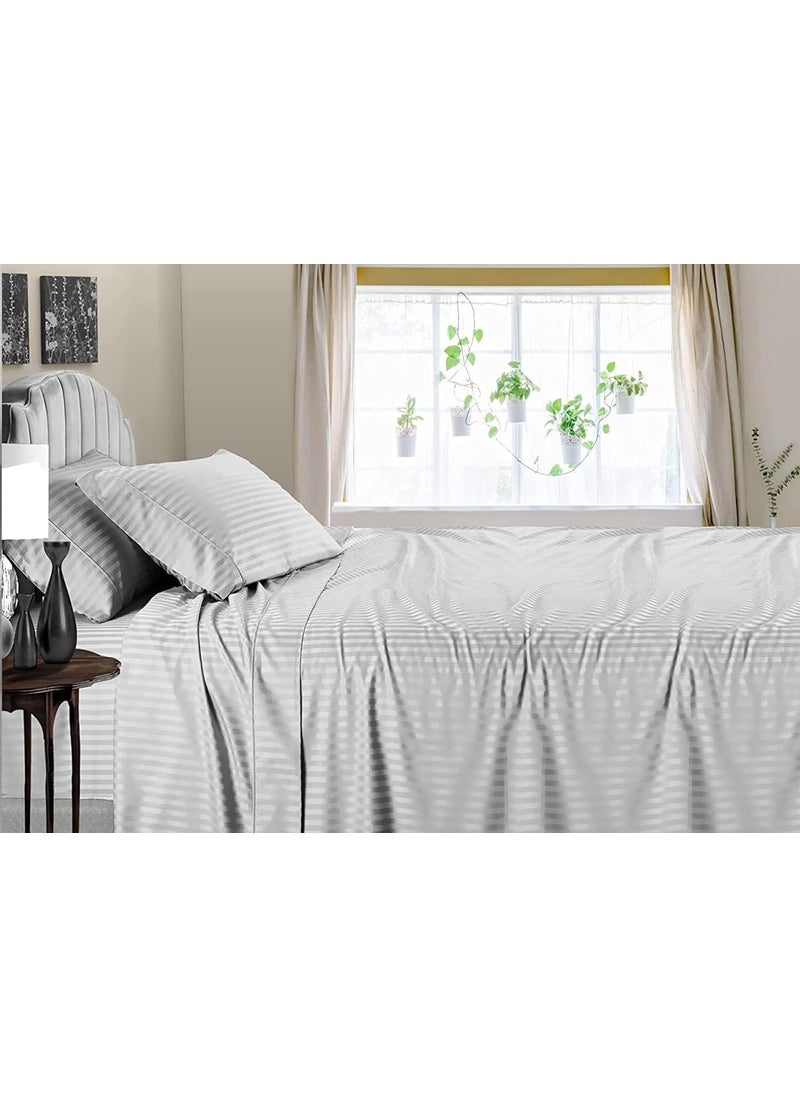 Cool Dealzz Cool Dealzz 200 TC 100 Cotton Satin Stripes King Bed Sheet Premium Hotel Bedsheet and 1 Pillow Covers Set for Hotels Guest House BB Grey60x90 inch  - Image 2