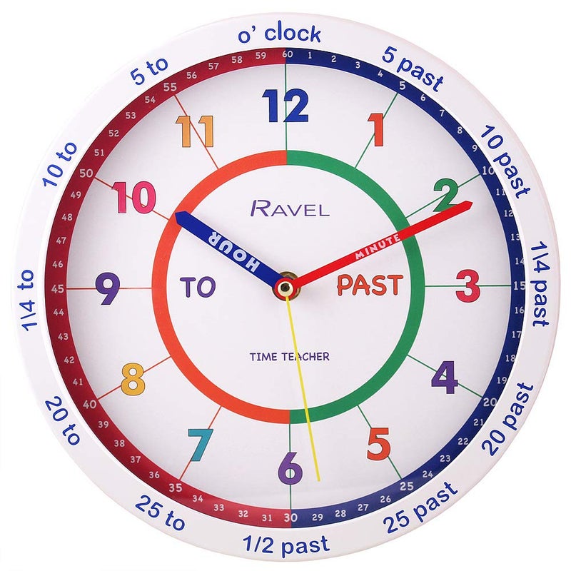 Ravel Childrens 25cm Time Teacher Wall Clock  White