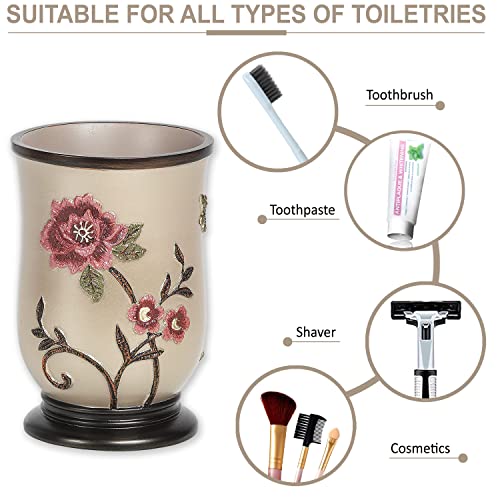 Popular Bath Tumbler, Larrisa Collection, Rose Design , Brown - Image 3
