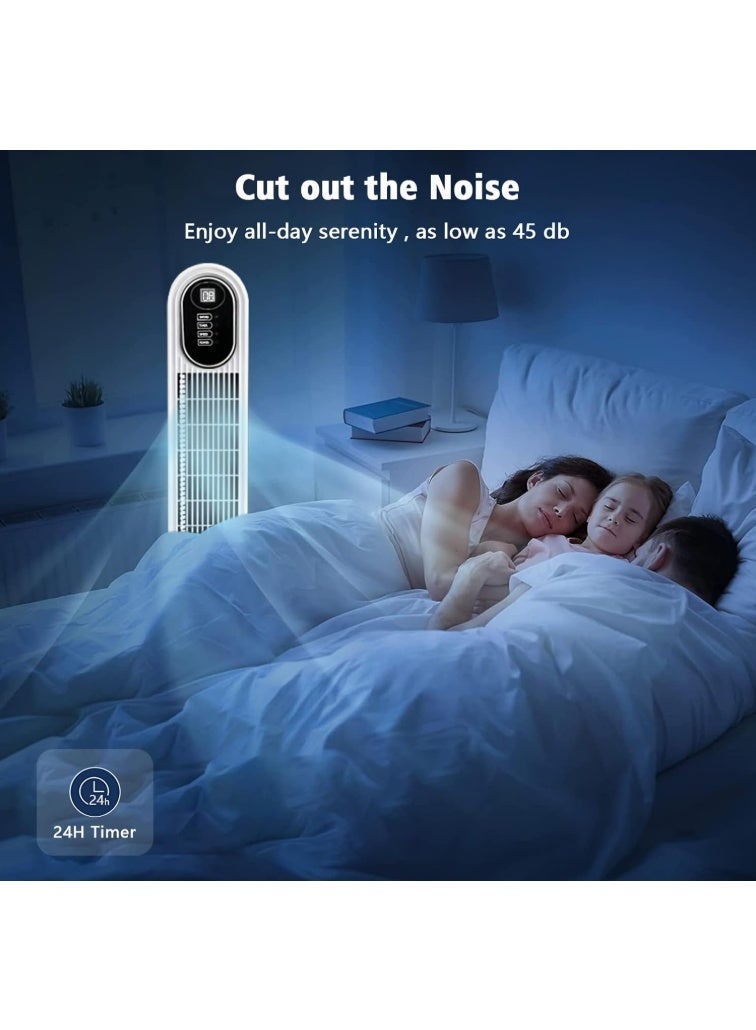 RUAY Tower Fan with Remote, Bladeless Standing Cooling Floor Fan with 8 Speeds, 3 Modes, Timer, Standing Fans for Home. - Image 4