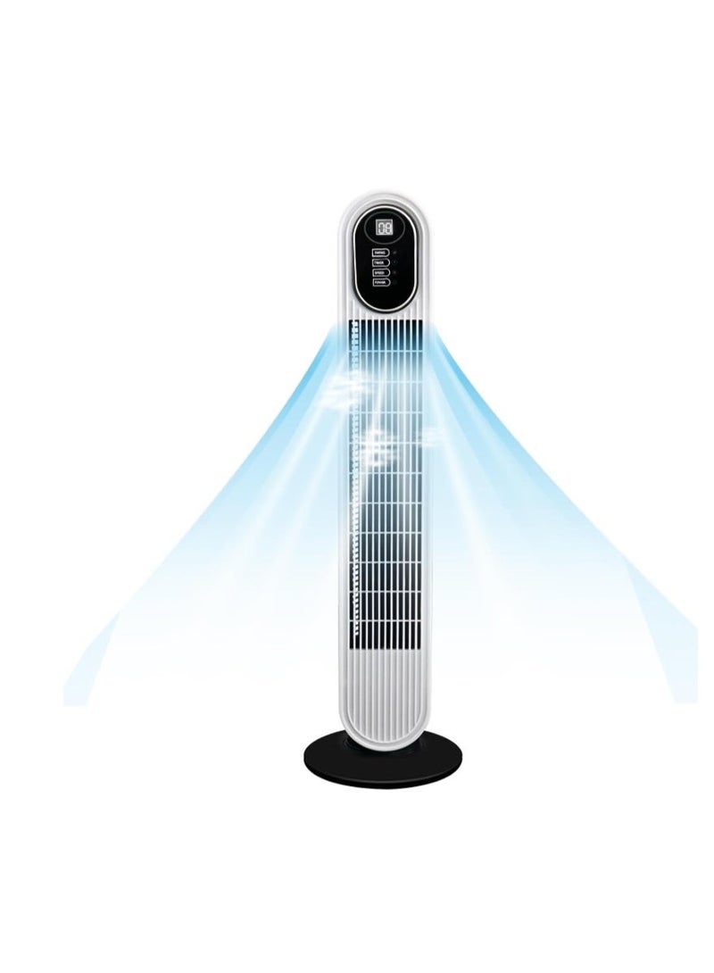 RUAY Tower Fan with Remote, Bladeless Standing Cooling Floor Fan with 8 Speeds, 3 Modes, Timer, Standing Fans for Home. - Image 1
