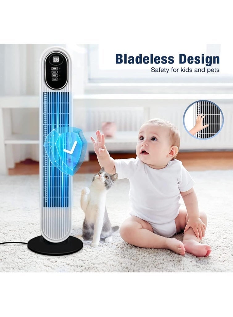 RUAY Tower Fan with Remote, Bladeless Standing Cooling Floor Fan with 8 Speeds, 3 Modes, Timer, Standing Fans for Home. - Image 3