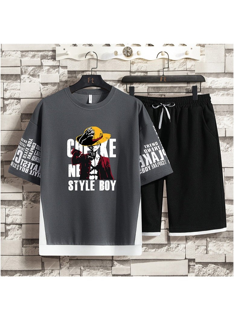 KUYING New One Piece Hip Hop Short Sleeve Five Cent Shorts Set  - Image 1