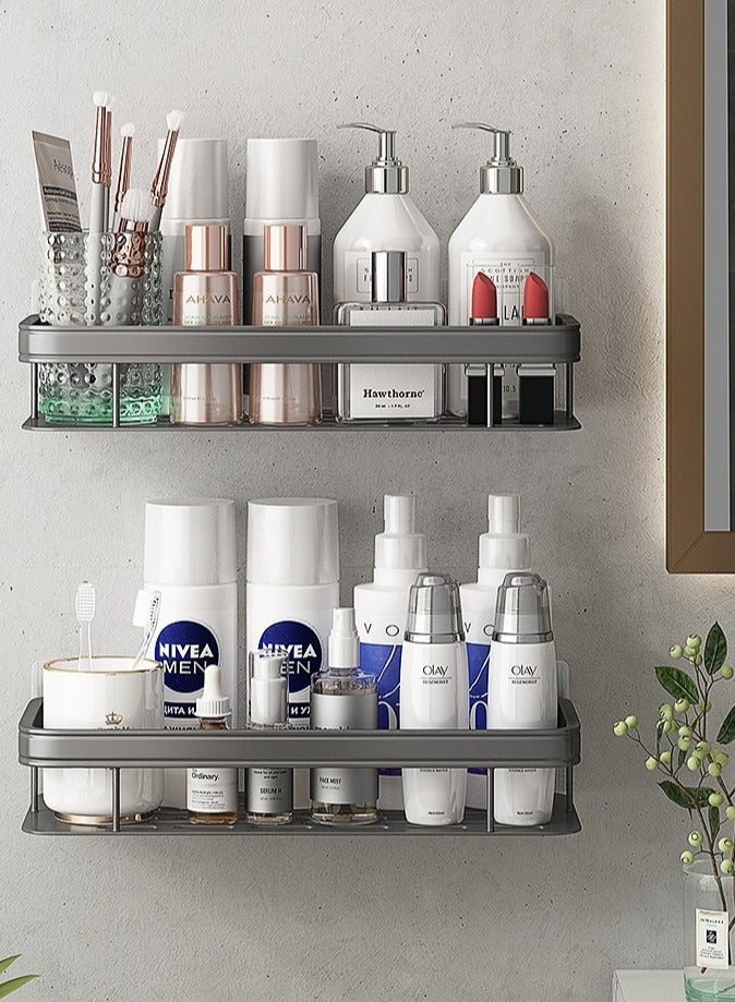 Bathroom Shelf, Pack of 2pcs, Shower Caddy, Light-Weight Aluminum, Self-Adhesive Bathroom Shelves, No drilling Bathroom Organizer, Wall mounted Bathroom Rack, Corner Shower Shelf  - Image 3