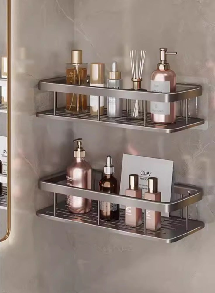 Bathroom Shelf, Pack of 2pcs, Shower Caddy, Light-Weight Aluminum, Self-Adhesive Bathroom Shelves, No drilling Bathroom Organizer, Wall mounted Bathroom Rack, Corner Shower Shelf  - Image 2