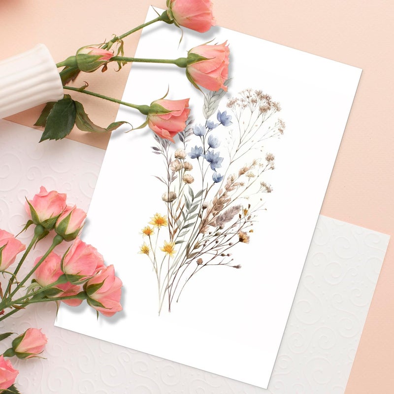 WEIZHEN 20-Pack Watercolor Wildflowers Blank Greeting Cards with Envelopes - 4x6 Blank Cards for Personalized Messages - Ideal for Birthdays, Thank Yous, Weddings, and More - Image 5