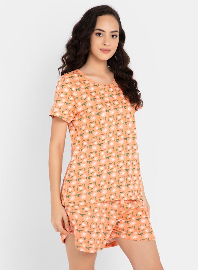 كلوفيا طقم كلوفيا قطن بطبعات زهور بأكمام قصيرة وشورت - Image 5