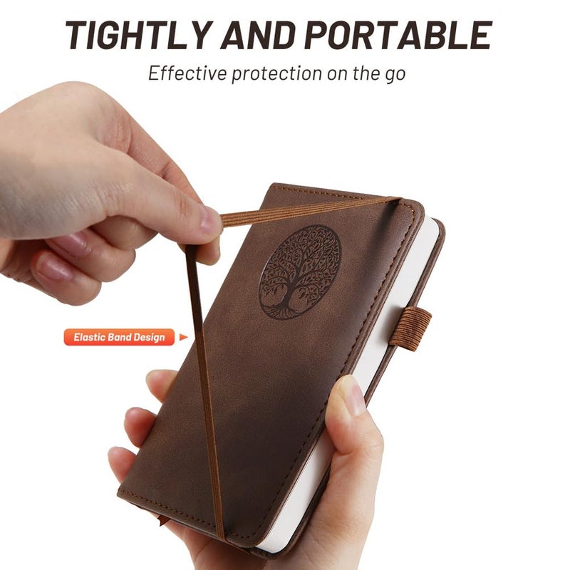 BIYUNRO Small Pocket Notebook, Leather Journal Mini (Wood) - Image 4