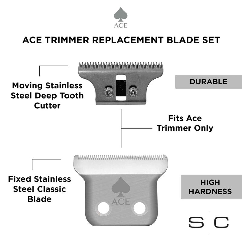 StyleCraft Replacement Fixed Stainless Steel Classic Hair Trimmer Blade with Moving Stainless Steel Deep Cutter, Fits Ace Trimmer Model Only - Image 3
