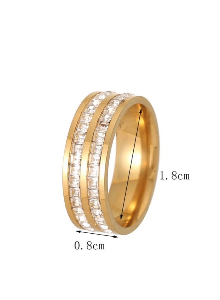 بلو لاين خاتم نسائي من الاستانلس ستيل مطلي باللون الذهبي عيار 18 مقاس 7 - Image 3