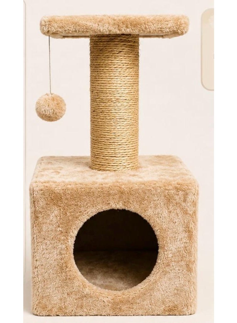 Multi-Level Cat Tree with Scratching Post and Condo, Beige - Image 1
