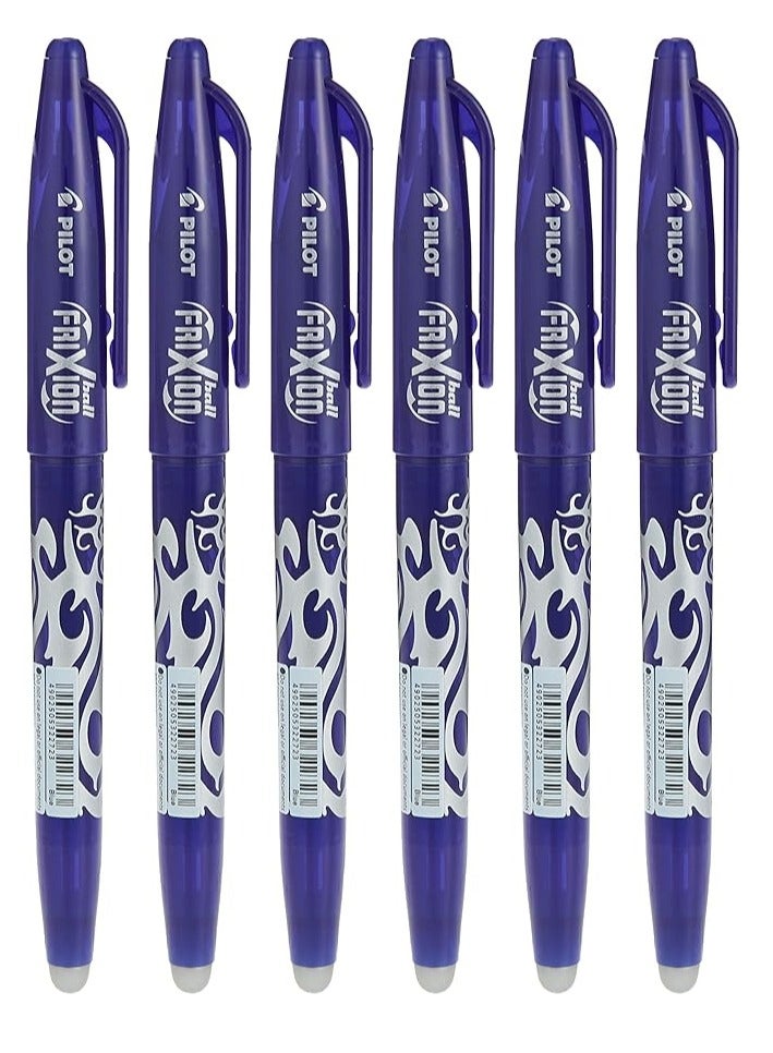 Pilot Frixion Ball, Erasable Gel Pens, Fine Point (Blue Ink, 0.7mm) - Pack Of 6 - Image 1