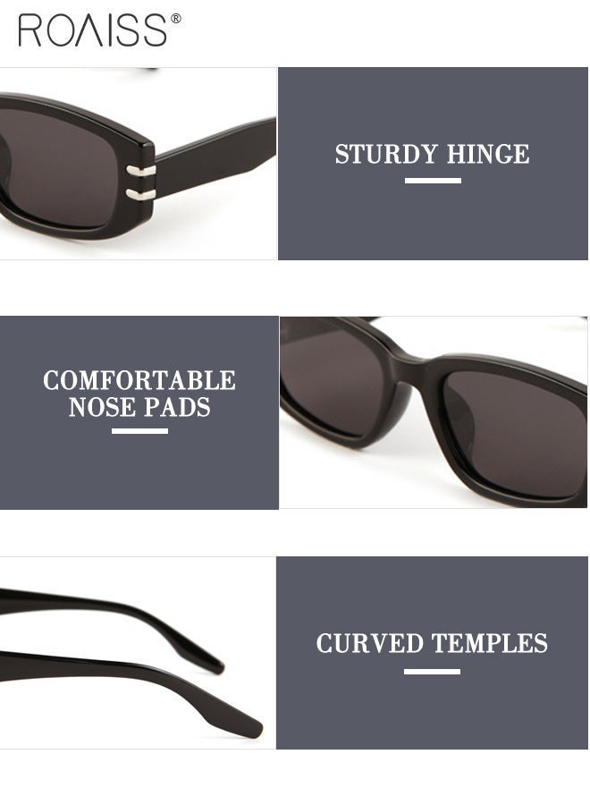 roaiss Retro Rectangular Sunglasses for Women, UV400 Protection, Trendy Sunshade and Anti-glare Glasses, Suitable for Shopping, Travel, and Driving Black - Image 5