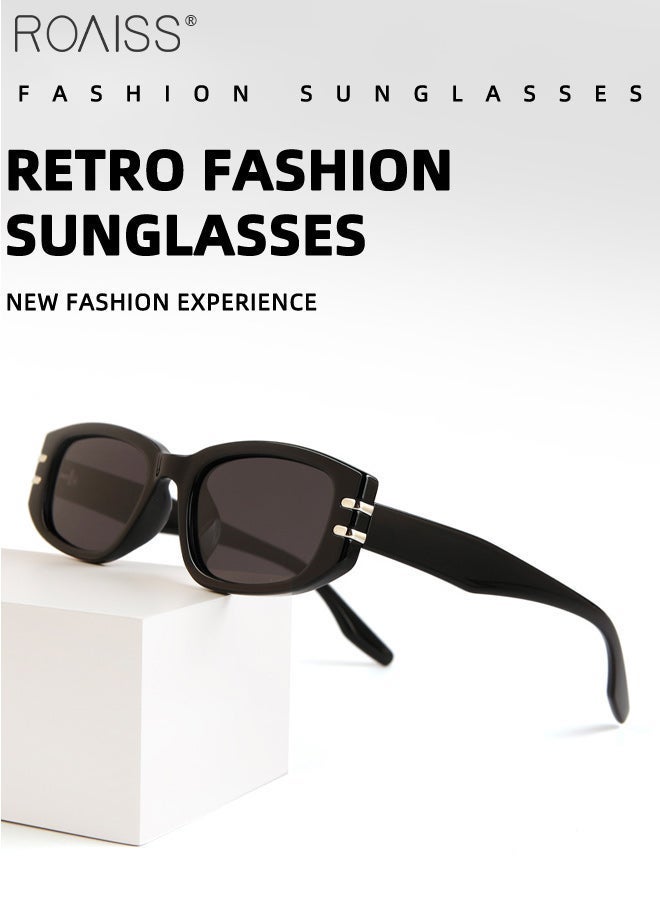 roaiss Retro Rectangular Sunglasses for Women, UV400 Protection, Trendy Sunshade and Anti-glare Glasses, Suitable for Shopping, Travel, and Driving Black - Image 3