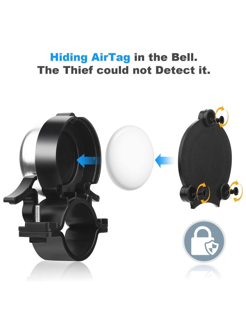 SOLARAE Bike Bell Waterproof, Bicycle Bell for Apple Airtag, Hidden in The Bell Mount, Bicycle Anti-Theft Device, Suitable for Children's Bikes, Road Bikes, Mountain Bikes, Electric Bicycle - Image 2