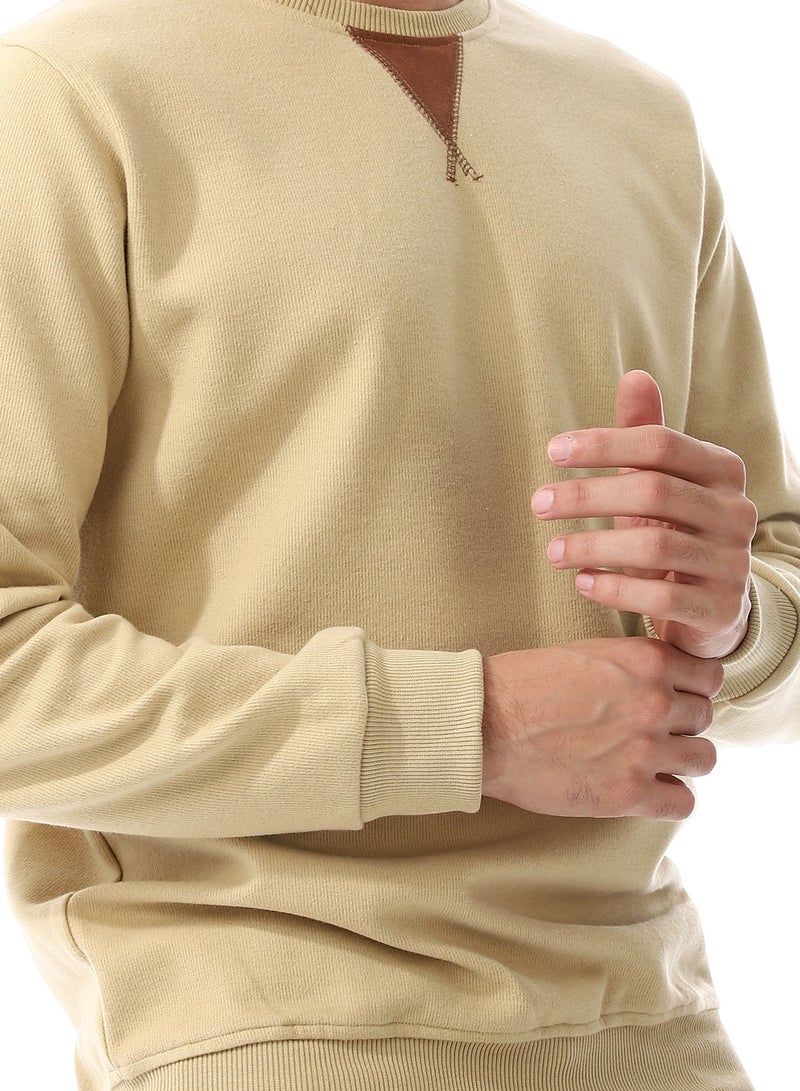 Andora Round Collar Slip On Kashmir Sweatshirt_Beige - Image 4