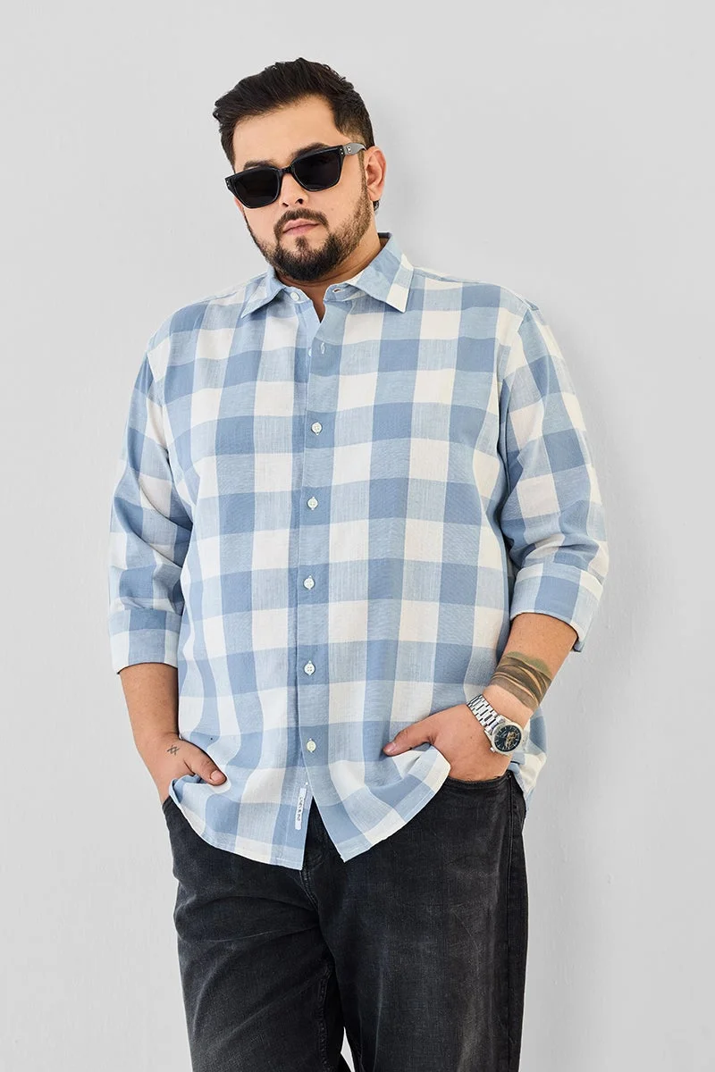 سنيتش قميص كتان كاروهات مقاس كبير