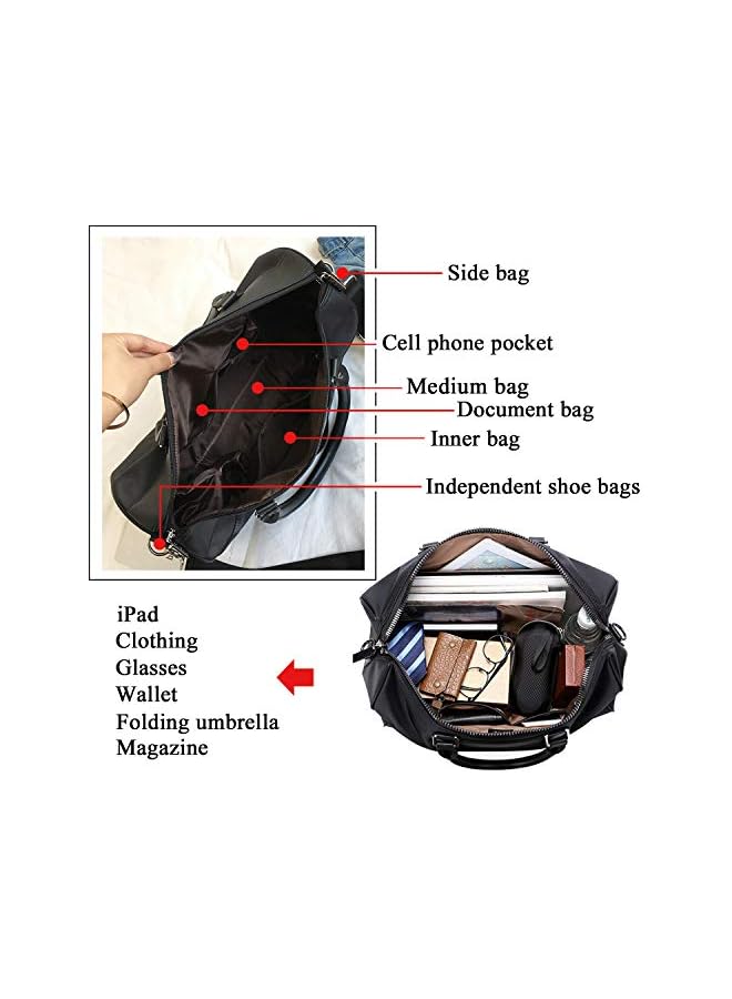 S-TOP travel bag sports bag training bag gym sport bag hand luggage for men and women, BlackWhite - Image 4