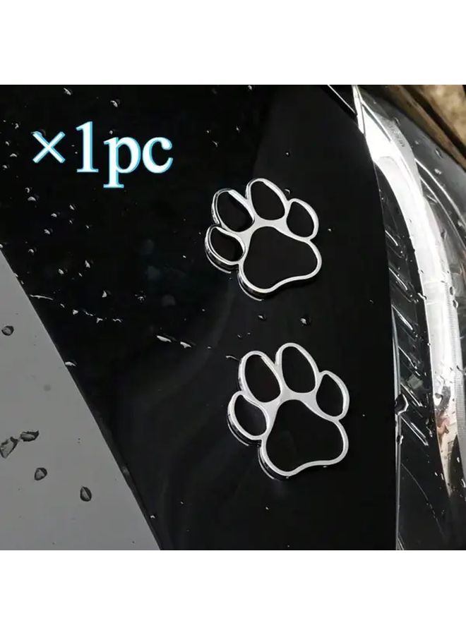 Red 3D Chrome Plated Car Sticker Dog Bear Paw Scratch Resistant Decorative Footprint - Image 1