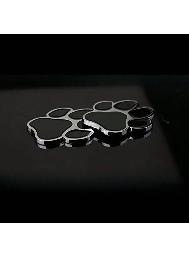 Red 3D Chrome Plated Car Sticker Dog Bear Paw Scratch Resistant Decorative Footprint - Image 2
