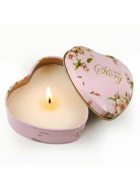Scented candle in a heart-shaped metal box with a lid, available in various shapes and colors - piece
