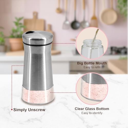 Aelga Farmhouse Salt and Pepper Shakers with Adjustable Pour Holes, Refillable Salt Shaker by Aelga, Ideal for Himalayan, Kosher, Black and White Pepper - Image 3