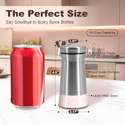 Aelga Farmhouse Salt and Pepper Shakers with Adjustable Pour Holes, Refillable Salt Shaker by Aelga, Ideal for Himalayan, Kosher, Black and White Pepper - Image 4
