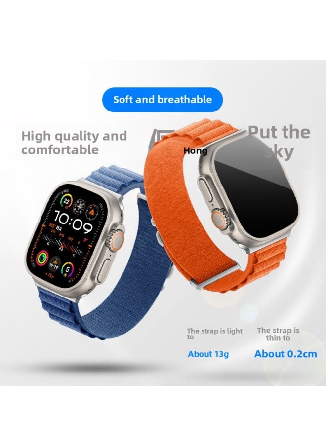 Generic - Applicable For Applewatch Two-section Alpine Nylon Loop Strap For Apple Ultra Sports Wristband-Color:42/44/45/49mm Dark Blue - Image 1