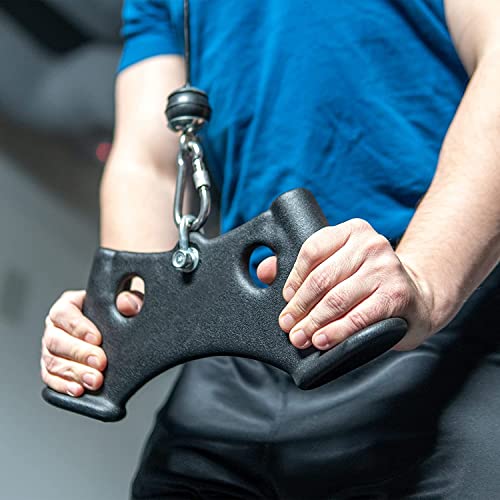 KAKSS Cable Machine Attachments. Black Matte Handles with Universal Attachment for Cable Machines. Pull Down, Press Down, Row, Triceps, Biceps & Lats. Available in 8 Varieties. (Narrow Tricep) - Image 4