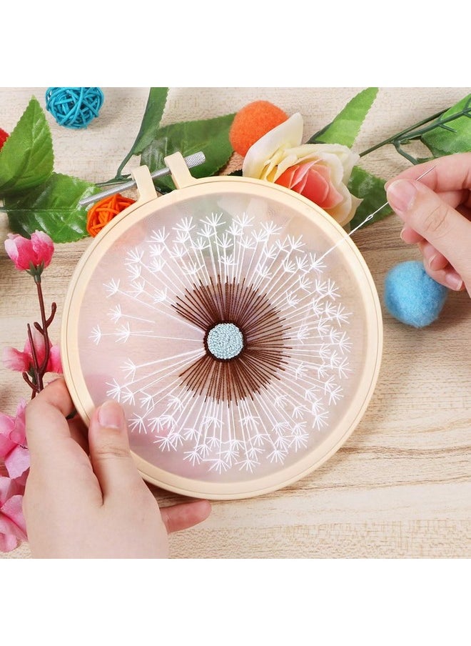 Kissbuty Full Range Of Embroidery Starter Kit With Pattern Cross Stitch Kit Including Clear Organza Stamped Embroidery Fabric With Pattern Plastic Embroidery Hoop Color Threads Tools(Dandelion)  - Image 3