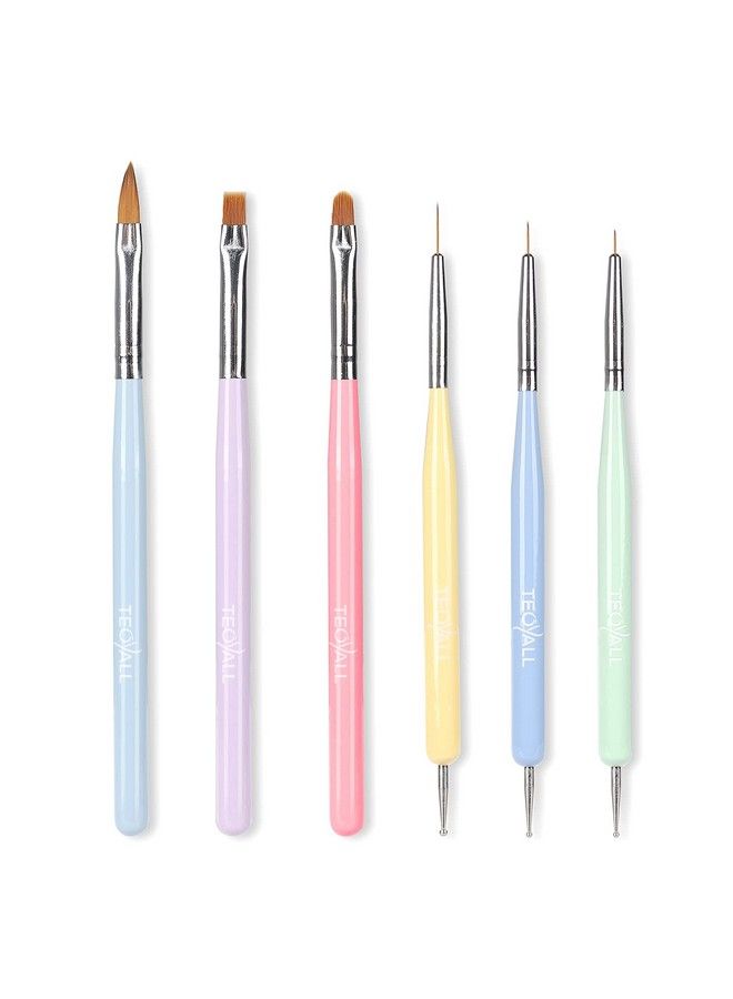 TEOYALL Nail Art Brushes Teoyall Nail Design Painting Brushes Builder Gel Brush Nail Dotting Tools Nail Fine Liner Brushes - Image 1